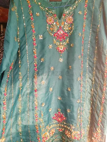 Pakistani Sadabahar Teal Green Embroidered 3-Piece