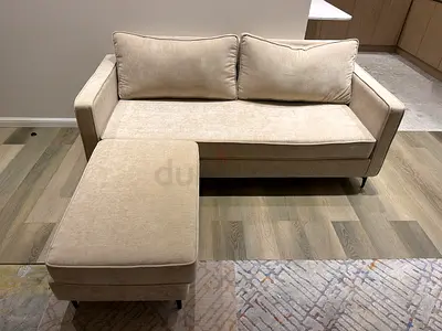 Beige 2-Seater Sofa with Matching Ottoman - Good Condition - Negotiable