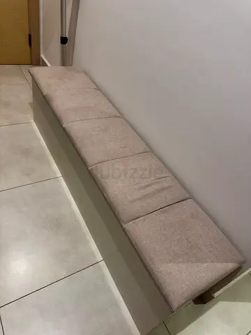Shoe shelf + pouffe. seating for the hallway white, 160x34