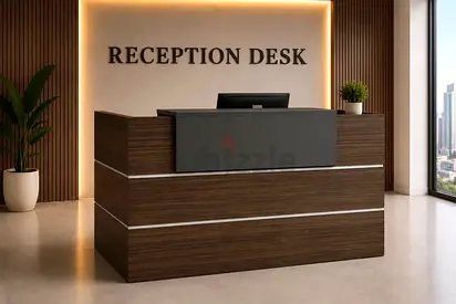 Modern Wooden Reception Desk with Raised Counter