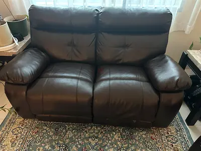 Plush Leather 2-Seater Recliner Loveseat (Dark Brown) Category: