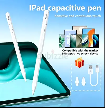 Capacitive Stylus Pen for iPad and Android Tablets - White, Rechargeable