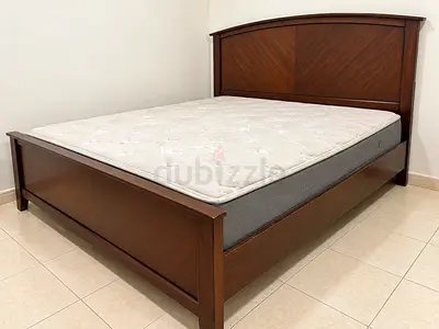 Wooden Double Bed with Mattress – AED 500 Only  Description:  Wooden double bed with mattress