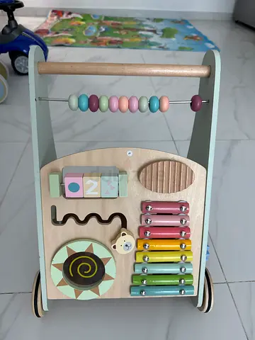 Wooden Activity Push Walker with Xylophone and Beads - Good Condition