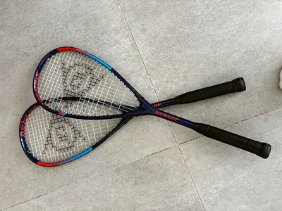 Pair of Dunlop squash rackets