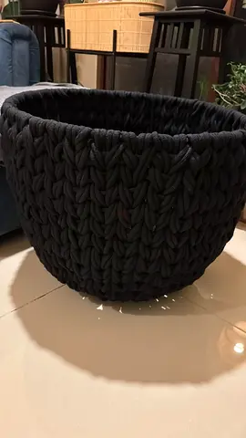 Handmade chunky knit black storage basket (extra large)