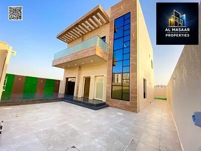 For rent in Al Helio 1, Ajman: a brand-new villa (first occupancy) featuring 3 bedrooms, a living room, a majlis, and a maid’s room.