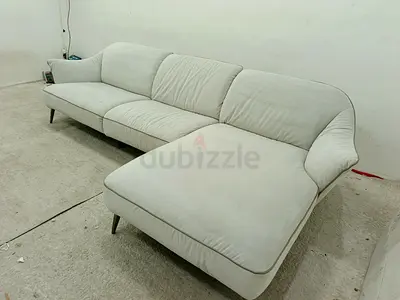 Perfect condition marina home gray velvet lshape sofa