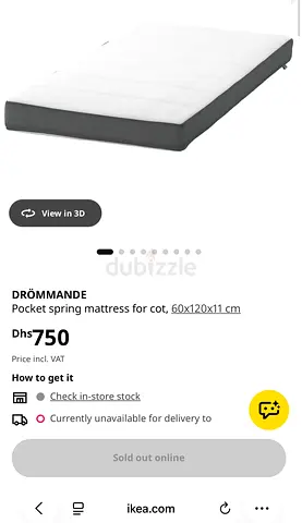 Ikea new baby mattress + new 2 fitted sheet