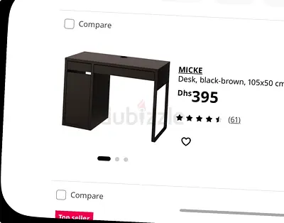 IKEA MICKE Desk, Black-Brown, 105x50 cm - Good Condition