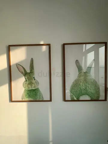 Set of 2 Framed Rabbit Wall Art – Kids Room Decor