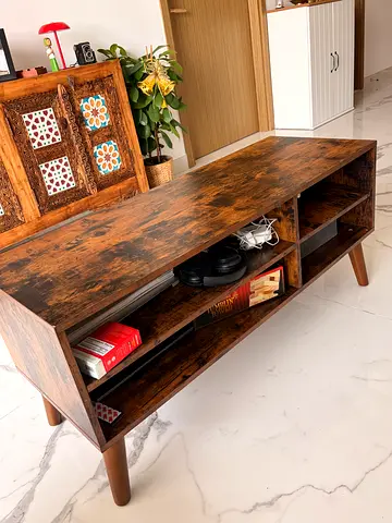 Wooden Console Table with Storage - Rustic Finish