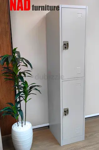 Metal 2-Door Vertical Locker Cabinet - Gray, Used Office Storage
