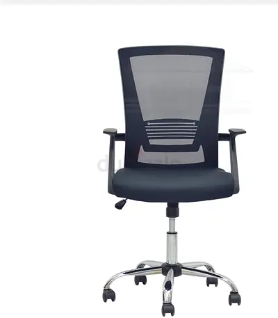 Black Mesh Ergonomic Office Chair with Adjustable Height and Wheels