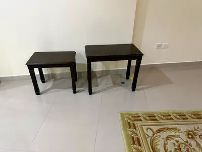 Set of 2 dark wood side tables / bedside tables - sturdy and simple