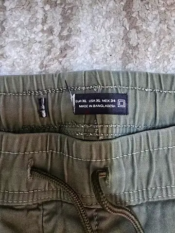 Olive green men's casual drawstring shorts - Size (34) "Made in Bangladesh"