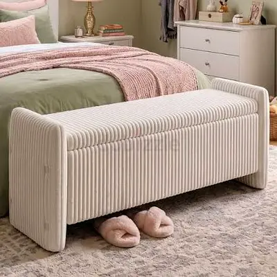 Upholstered Storage Bench / Bed-End Ottoman - Custom Design -- Fabric Options available