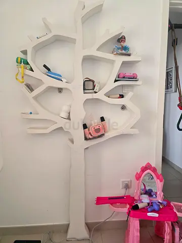 White tree wooden fixed book shelf