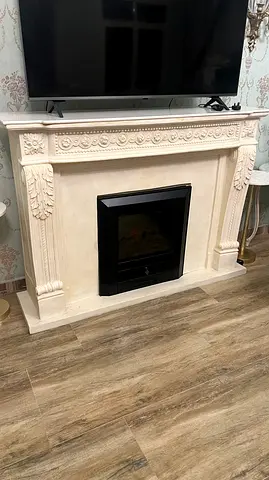 Classic carved faux fireplace in Marple with electric insert from 2xl