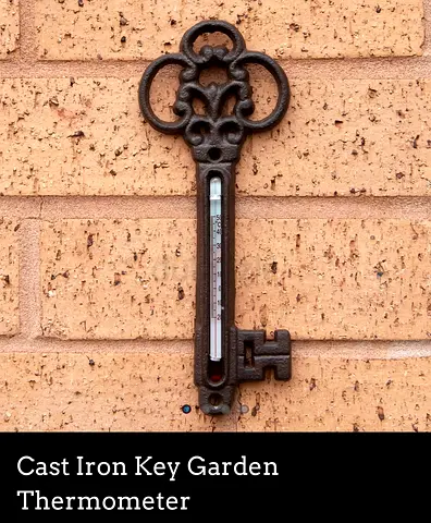 Vintage Cast Iron Key Garden Thermometer
