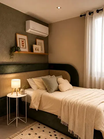 Single bed frame with upholstered headboard and mattress - good condition