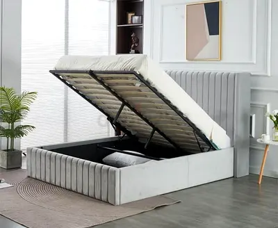 ‼️ Luxury Custom built Super Queen size upholstered storage bed with hydraulic mechanism+Mattress‼️