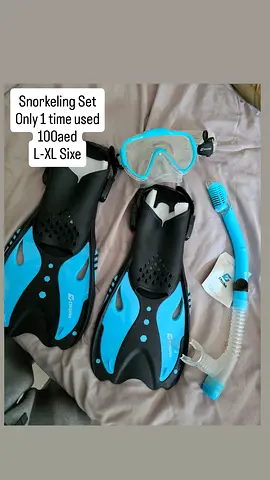 Snorkeling set with fins, mask and snorkel - size L/XL, lightly used