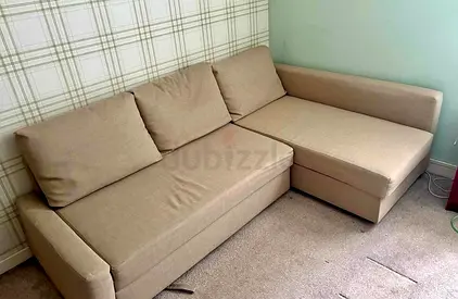 IKEA L shap Sofa store cum bed beige color