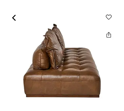 Genuine Leather Luxury Brown Armless Sofa/Modular Style Seat and Ottoman