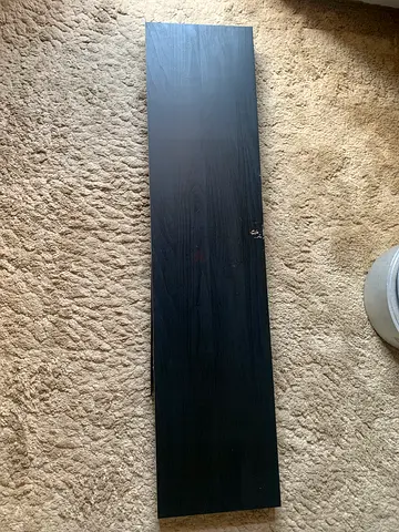 Black wooden shelf plank (single) - 120cm x 25cm, used