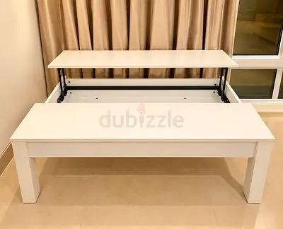 White Lift-Top Coffee Table with Storage