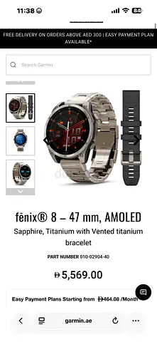Garmin fenix 8 - 47mm AMOLED Sapphire Titanium (with extra vented strap)