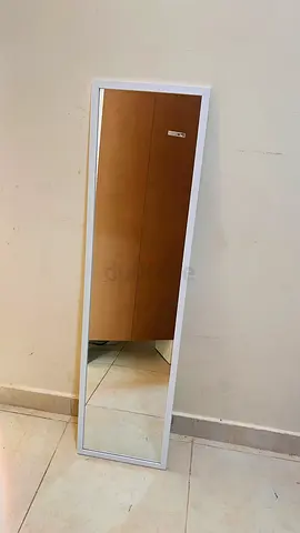 Full-Length White Framed Standing Mirror - Good Condition