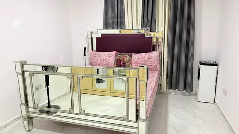 Mirrored Frame Double Bed with Padded Headboard - Good Condition