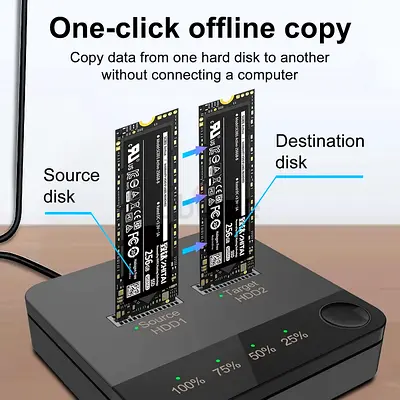 VR robot m.2 SATA Docking Station, M.2 Duplicator Clone Docking Station Converter with mSATA SSD Sto