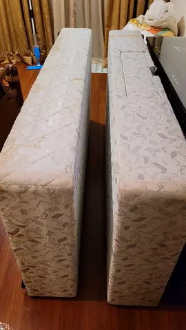 Free. Two single bed base. Not in good condition. Can be reupholstered or cleaned. Still usable.
