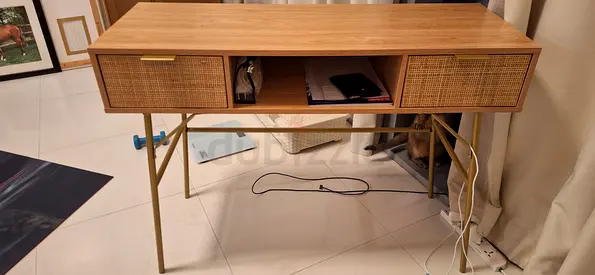 Wooden sideboard/cabinet with rattan doors - good condition