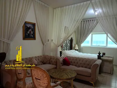 استوديو فاخر | مفروش بالكامل | بإطلالة مميزة | للإيجار الشهري | موقع متميز في عجمان – شامل جميع الفواتير والواي فاي وباركينج خاص