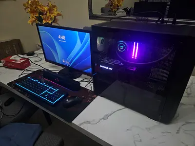 Gaming Desktop PC with RTX GPU, RGB Cooling and 24-inch Monitor