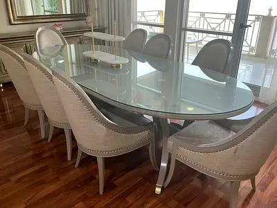 Full dining table set with 8 chairs