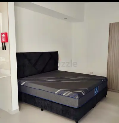 King size bed with mattress and upholstered base - good condition