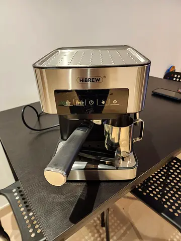 Compact Espresso Coffee Machine with Milk Frother - Stainless Steel