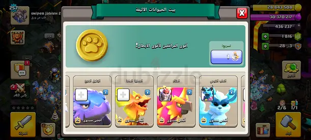 screenshot of Clash of Clans pets menu (for sale)