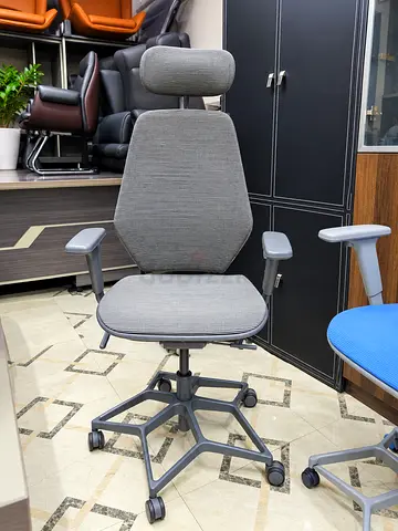 Ikea Ergonomic Office Chair with Headrest - Grey Fabric, Adjustable