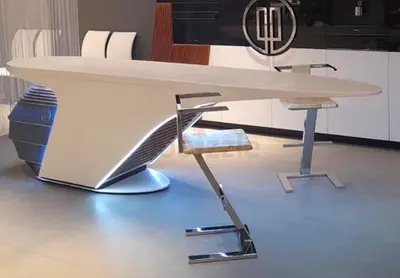 Designer Bar Counter with LED Lighting – Modern Sculptural Design