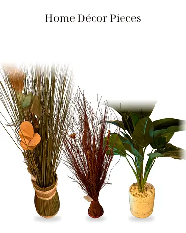 Home Décor Pieces - Artificial Plant, Dried Grass & Twig Bundle