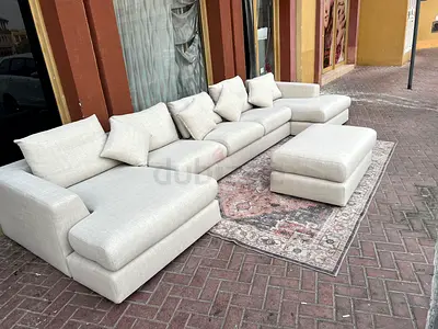 Stylish Modren Marina Home hand made u shape sofa beige with footstool