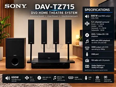 Sony 5.1 Home Theater System with Subwoofer and DVD Player - Good Working Condition