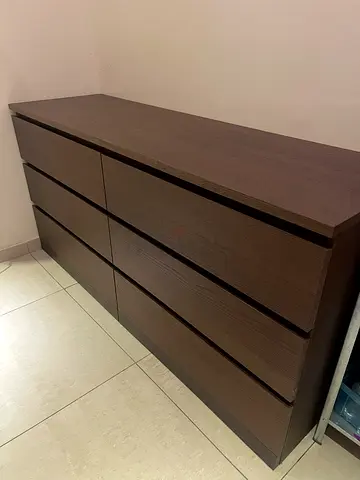 IKEA Malm Dark wood 6-drawer dresser - 48cm x 160cm