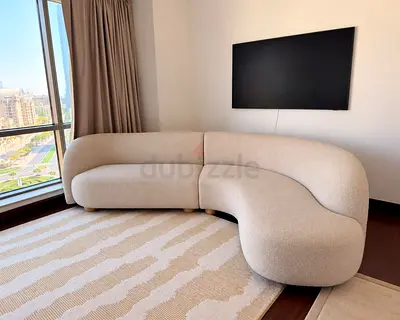 West Elm Laurent Curved Sectional Sofa - Oat Boucle